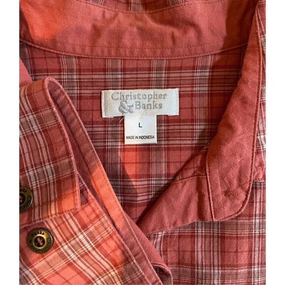 Christopher & Banks Plaid Jacket with Button Up Front, Pockets Shoulder Pads GUC - Picture 4 of 4